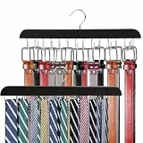 mumisuto 2 Stück 2 in 1 Gürtel Aufbewahrung & Krawattenhalter Platzsparende, Hängt bis zu 42 Gürtel & 60 Krawatten Einfach Gürtel Organizer Holz 360° Drehbarer für Schrank Organizer & Aufbewahrung