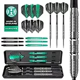 Harrows NX Elite 90% Tungsten Steel Tip Darts Set | 21 g bis 26 g alle Gewichte verfügbar | Riesiges 17-teiliges Bundle mit Supergrip Shafts, Quantum Flights & Reiseetui (25 Grams)