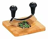 KESPER | Kräuterschneidebrett mit Wiegemesser, Material: Bambus, Edelstahl, Maße: 16 x 16 x 1,8 cm, Farbe: Braun, Silber | 50646