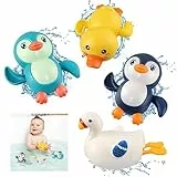 Belletyle Baby Badespielzeug, Badewannenspielzeug für Kinder ab 1 2 3 4 Jahr, Wasserspielzeug Schwimmende Baden Spielzeug Ente Pinguin Pool Uhrwerk Badewanne Spielzeug für Kleinkinder Jungen Mädchen
