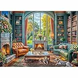 TangComplete Puzzle 1000 Teile für Erwachsene und Kinder, Impossible Game, Puzzles-Geschenk, Clevere Rätsel, Puzzles Farbenfrohes, Puzzle mit Warmes Arbeitszimmer-Motiv