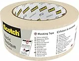 Scotch Abdeckband Basic, 48 mm x 50 m, Beige – Universal-Malerkrepp für Abklebearbeiten, Hochwertiges Kreppband für Malerarbeiten und Dekoration