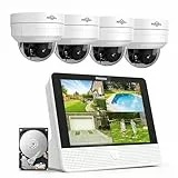 【4K Auflösung+360°PTZ】 Hiseeu 8MP Überwachungskamera Set Aussen,4X 8MP 360° Überwachung Kamera Aussen mit Bewegungsmelder,Farbe Nachtsicht,2-Wege-Audio,IP66 Wasserdicht,3TB Festplatte Inklusive