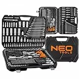 NEO TOOLS Schraubenschlüssel-Set 300-teilig 1/2', 3/8', 1/4'; verpackt im Koffer; empfohlen für den Einsatz in der Werkstatt, im Service, in der Garage, für unterwegs