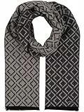 bugatti Doubleface-Schal | Geometrisches Design | 45 x 180 cm | Unifarben | Mit Wollanteil Charcoal