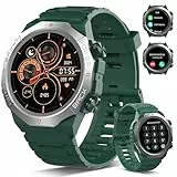 Atheewon Militär Smartwatch Herren Damen, Smart Watch, 110+ Sportmodi Fitnessuhr für iOS Android, Grün