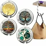 Qanye 4 Stück Handtaschenhalter, Tasche Aufhänger, Zusammenklappbar Tisch Haken, Faltbare Antirutsch Halterung Handtaschenhalter Mobiler für Restaurants, Cafés, Büro (Durchmesser Scheibe 3,4 cm), B