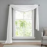 Querbehang Freihanddeko aus transparentem Voile, die ideale Ergänzung zu unseren Gardinen, 140x600, Weiß, 560