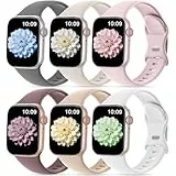 CeMiKa 6 Stück Sport Armband Kompatibel mit Apple Watch Armband 44mm 46mm 45mm 49mm 42mm (Series 3 2 1) - Silikon Sport Ersatzbänder für iWatch Ultra 3 Ultra 2 1 Series 11 10 9 8 7 6 5 4, Damen Herren