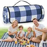 Ergohortus Picknickdecke wasserdicht, Extra große Picknickmatte 200x200 cm, sandabweisend waschbar Camping Stranddecke, Campingzubehör für Outdoor-Aktivitäten, Blau
