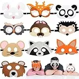 10 Stück Tiermasken Filz, Halbmasken für Kinder, Augenmaske für Geburtstag, Cosplay Masken zum Ausmalen, für Maskerade, Halloween, Weihnachten