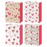 BBLIKE Geschenktüten mit Henkel 4 Stücks Valentinstag Geschenktasche Medium Rosa Geschenktüte Hochzeit Geschenkverpackung Partytüten Mädchen Gift Bag Set für Jahrestag Muttertag