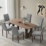 COLAMY Esszimmerstühle 6er Set, Polsternder Stühle Esszimmer mit Rückenlehne, Küchenstühle Gepolstert, Stoff Dining Chairs Holzbeinen für Esszimmer, Küche, Restaurant, Dunkelgrau