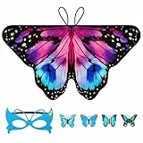 Aomig Kinder Feenflügel Kostüm 6PC Schmetterlings Fee Flügel Set Mädchen mit Maske Haarspangen Schmetterling Umhang Flügel Prinzessinnenflügel Schmetterlings Elfen Fee Anzieh Schmetterling Kostüm (B)
