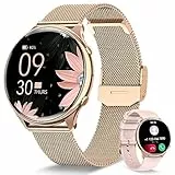 RUXINGX Smartwatch Damen mit Telefonfunktion, HD Voll Touchscreen, Fitness Tracker mit 120 Sportmodi SpO2 Pulsuhr Schlafmonitor Menstruationszyklus, Armbanduhr für iOS Android Roségold