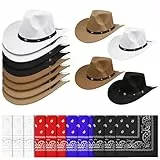 ASMIZ 12 Stück Cowboyhut Erwachsene, Klassische Westernhut Kostümhut für Herren & Damen, Cowboy Filzhut für Mottoparty, Fasching, Karneval, Cosplay