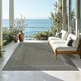 Mia´s Teppiche Malaga In- & Outdoor Teppich Flachgewebe, Modisches Design, Schicke Farben, für Balkon und Terrasse geeignet, Waschbar- und Witterungsbeständig, Anthrazit, 160 x 220 cm
