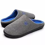 Damen Herren Hausschuhe aus Memory-Baumwolle Drinnen Pantoffeln im Herbst und Winter für Drinnen und Draussen (Grau Blau, 42/43 EU)