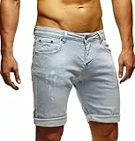 Leif Nelson Shorts Herren Kurze Hosen Männer Jeansshorts Denim Sommer Freizeithose Basic LN-1397 Weiß