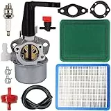 ZAMDOE Vergaser für Briggs & Stratton 110402 110412 215369 Pinnenmotor-Tuning-Kit mit 696065 697422 Vergaser-Luftfilterpatrone Zündkerze Kraftstoffschlauchdichtungen