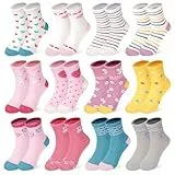ZERULETS Kinder Mädchen Socken Cartoon Baumwolle Kindersocken Kleinkind Sneaker Socken 12 Paare für 1-3 Jahre,20-23 23-27 27-30