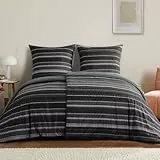 RUIKASI Bettwäsche 135x200 4teilig Dunkel - Bettbezüge 135 x 200 2er Set mit Streifen Muster, Bettwäsche-Sets 135x200cm aus Mikrofaser mit Reißverschluss Weich und Bügelfrei
