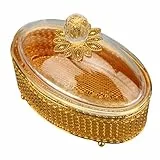 GLOGLOW Kleine Bonbonschachtel, Dekorative Glasbox mit Deckel, Moderne Dekorative Boxen aus Acryl, Bonbonglas, Vorratsdose mit Fuß, Zuckerdose, Acryl-Schmuck-Organizer für