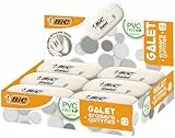 BIC Galet Radierer aus Synthetischem Kautschuk – PVC-Frei, Extrweich & Papierschonend, Ovale Form 58 x 28 x 13 mm, Displaybox, 12 Stück