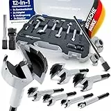 FALKENWALD® Forstnerbohrer Set 12-teilig (Ø 10-40 mm) mit Werkzeugkoffer & Adapter + Erweiterung - Hochpräzise Holzbohrer Topfbohrer - Premium Forstner Bohrersatz für Hart- & Weichholz