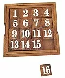 LOGOPLAY Slide 15 - Schiebespiel - Rechenspiel - Montessori - Denkspiel - Knobelspiel - Geduldspiel - Logikspiel aus Holz mit weißen Zahlen