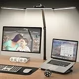 rigors 80cm Schreibtischlampe Klemmbar, Architekten-Tageslichtlampe für das Heimbüro, 24W ultrahelle Schreibtischlampen Gesten-Sensor-Schalter mit 5 Farb 10 Helligkeit,Speicherfunktion für Werkbank