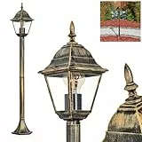 Außenwegeleuchte Naofe, Wegeleuchte aus Metall/Glas in Braun-Goldfarben/Klar, Sockelleuchte in antikem Look, Höhe 104 cm, Gartenlampe, Gartenbeleuchtung IP44, 1 x E27, ohne Leuchtmittel
