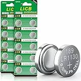 LiCB 20 Stück LR1130 batterien knopfzellen, AG10 l1131 189 1,5V Alkaline Batterie, lr54 knopfzelle 3 Jahre Lagerfähigkeit 100% Voll Garantie