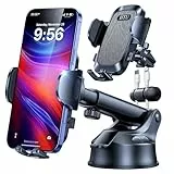 HTU 2026【Militär-Klasse】 Handyhalterung Auto【Stärkste Saugnapf & Lüftung】 Handy Halterung Auto 360° Drehbar Handyhalter Auto auf Armaturenbrett Scheibe für iPhone 17 Pro Max Samsung S25, Gray