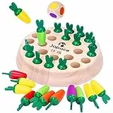 Japace Memory-Spiel aus Holz, Karotten Gedächtnis Schach Kinderspiel Lernspielzeug Fördert das Konzentration, Familien Brettspiel & Gesellschaftsspiel Montessori Spielzeug ab 3 4 5 Jahre