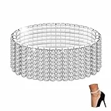 Kucheed Funkeln Diamant Fußkettchen für Frauen, Elastischer Kristall Silber-Ton Funkelnde Charm Fuß Schmuck Armreif,Bling Glänzende Strass Braut Tennis Armband Geschenk (A4)