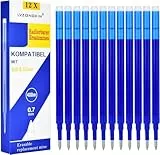LVZONGXIN Blau Radierbare Ersatzminen, Kompatibel mit Frixion & Eberhard Faber animal erase it, 0,7mm [12er Set], Thermosensible Tinte, 400m Schreiblänge (Blau)