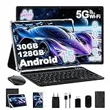 2026 Android 15 Tablet 10 Zoll FHD IPS, 30GB RAM + 128GB ROM + 2TB TF, Octa-Core, 8000mAh, Gemini AI, WiFi 6, Metallgehäuse, Face ID, 5MP+8MP – Tablet mit Tastatur, Maus und Schutzhülle (Schwarz)