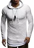 Leif Nelson Herren Kapuzenpullover Slim Fit Baumwolle-Anteil Moderner weißer Herren Hoodie-Sweatshirt-Pulli Langarm Herren schwarzer Pullover-Shirt mit Kapuze LN8120 Grau XX-Large
