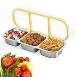 Fentar Snackbox mit Fächern Edelstahl, Leckdichte Snackdose mit Fächern Spülmaschinenfest, Brotdose Kinder Meal Prep Boxen, Bento Box Edelstahl Snack Boxen mit Deckel für Schule Arbeit Camping