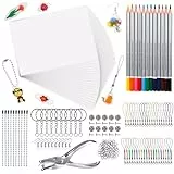 LUZOON Schrumpffolie 218 Stück Schrumpffolie zum Basteln Inklusiv A4 Schrumpffolie Set Schlüsselanhänger, Schließe, Bleistifte, Locher für Kinder DIY Handwerk (A4-Blanko)