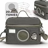 Heldenzimmer - Tonie Tasche für Toniebox mit Waschbär Grau - Sichere Tonie Tasche Transport in Toniebox Tasche für bis zu 10 Figuren und Zubehör (Grau)