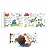 Children Coloring Roll - Wall Adhesive Coloring Paper Toy | Creative Drawing Education System, Fine Motor Skill Activity Accessory for Boys Girls Bedroom Dormitory School Home Learning