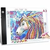 Guiseapue Leuchttisch A3 für Diamond Painting Zubehör: Einstellbare Helligkeit Diamant Painting Erwachsene, Kinder Leuchtkasten Copy Board, Light Pad für Skizzieren Animation Malen Zeichnen Designen