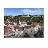 Esslingen von Oben，Puzzles 1000 Teile für Erwachsene, Klassische Puzzle Kinder Puzzle Herausfordernde Und Schwierige Rätsel für Erwachsene Und Jugendliche（38x26cm）-AA94