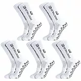 Apricitie 5 Paare Fußball Socken, 39-46 Fußballsocken Anti Rutsch Grip Fußball Socken Sportsocken für Herren Damen Fussball Basketball Laufen Weiß