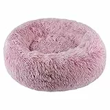 BVAGSS Hundebett Rund Katzenbett Flauschig Donut Kuscheliges Hundekissen Waschbar Ultra Weicher Plüsch Haustierbett für Kleine, Mittelgroße und Große Hunde, Katzen XH034(Diameter:80 cm, Pink)