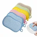 6 Stück Spülschwamm,Spülschwamm Topfreiniger Küchenschwamm Waschbar zum wiederverwenden,Schwamm Küche Doppelseitiger Mikrofaser,Spülschwamm Waschbar,Mikrofaser Schwamm,für Geschirr, Küche, Bad