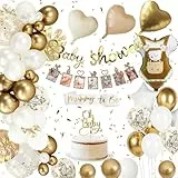 Babyparty Deko, Baby Shower Deko, Babyparty Deko Mädchen Junge, Weiß Gold Babyshowerparty, Baby Party Dekoration, Babyparty Deko Neutral, Baby Shower Banner, Luftballons Babyparty für Gender Reveal