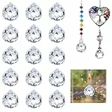 WEFINEST Sonnenfänger Kristall 15 Stück, 20mm Kristall, Suncatcher für Fenster, Kristallkugel für Kronleuchter Anhänger, Fenster, Garten, Hochzeit Dekor